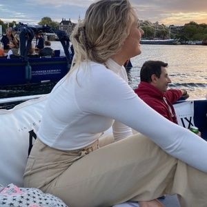 Boyish Arlo Belted Wide-Leg Trousers in Beige Khaki